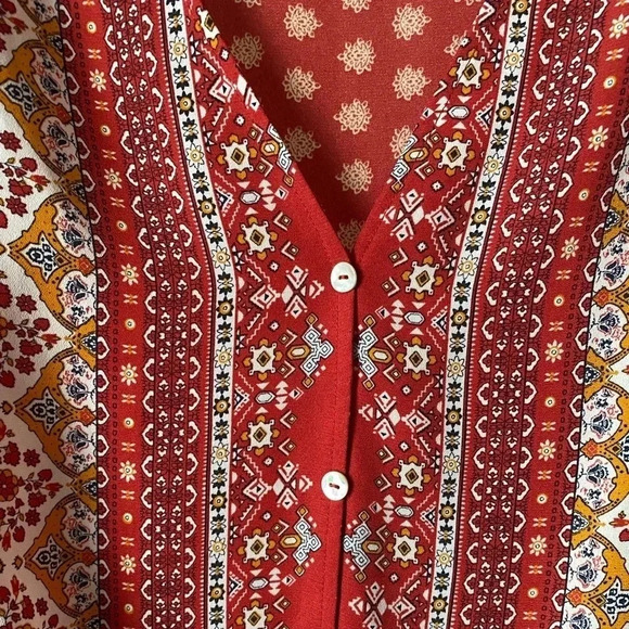 WEST KEI | Talia Tie Front Medallion Floral Print Blouse Size XSP - Picture 8 of 10